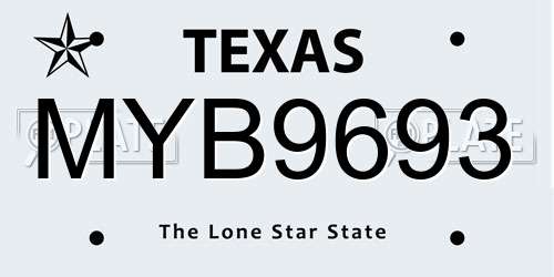 MYB9693 Texas License Plate