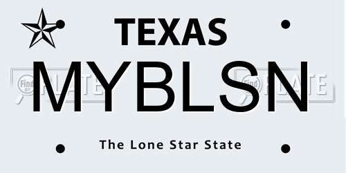 MYBLSN Texas License Plate