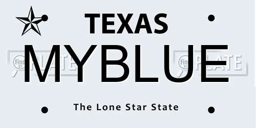 MYBLUE Texas License Plate