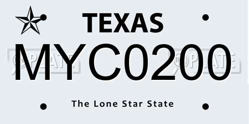 MYC0200 Texas License Plate