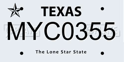 MYC0355 Texas License Plate