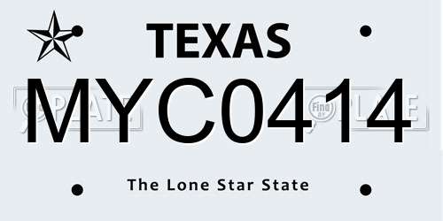 MYC0414 Texas License Plate
