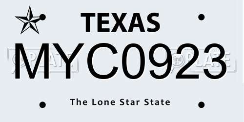 MYC0923 Texas License Plate