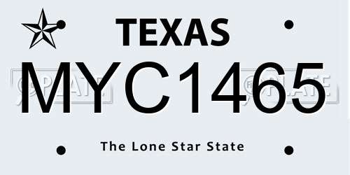 MYC1465 Texas License Plate