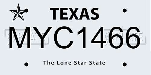 MYC1466 Texas License Plate