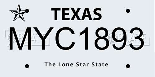 MYC1893 Texas License Plate