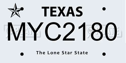 MYC2180 Texas License Plate