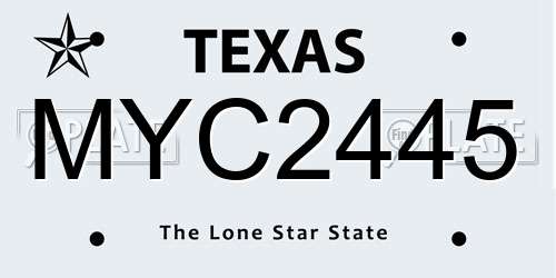 MYC2445 Texas License Plate