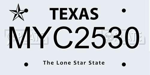 MYC2530 Texas License Plate