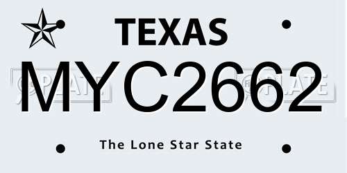 MYC2662 Texas License Plate