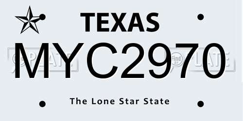 MYC2970 Texas License Plate