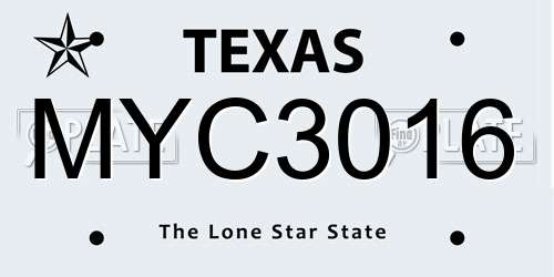 MYC3016 Texas License Plate