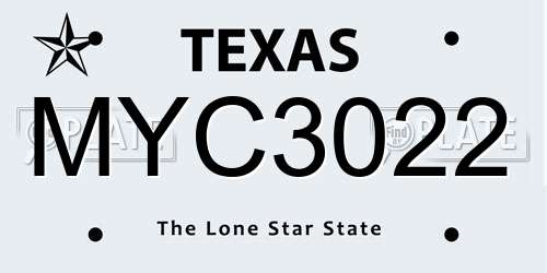 MYC3022 Texas License Plate