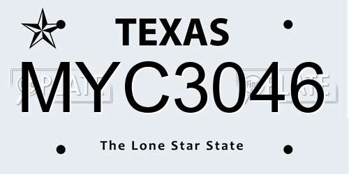 MYC3046 Texas License Plate