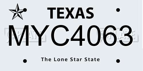 MYC4063 Texas License Plate