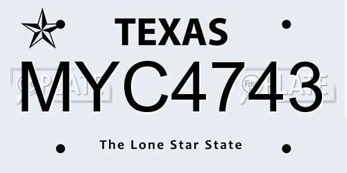 MYC4743 Texas License Plate