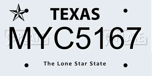 MYC5167 Texas License Plate