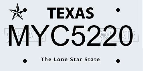 MYC5220 Texas License Plate