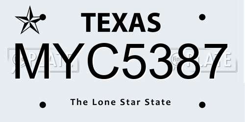 MYC5387 Texas License Plate