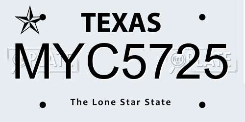 MYC5725 Texas License Plate