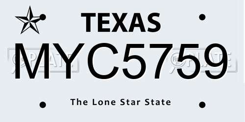 MYC5759 Texas License Plate