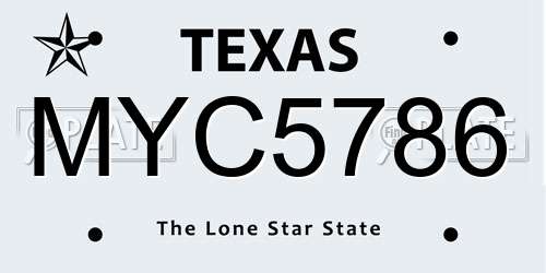 MYC5786 Texas License Plate