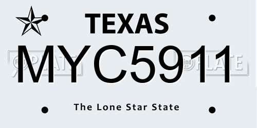 MYC5911 Texas License Plate