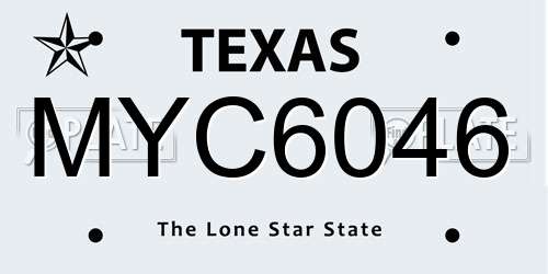 MYC6046 Texas License Plate