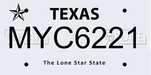 MYC6221 Texas License Plate