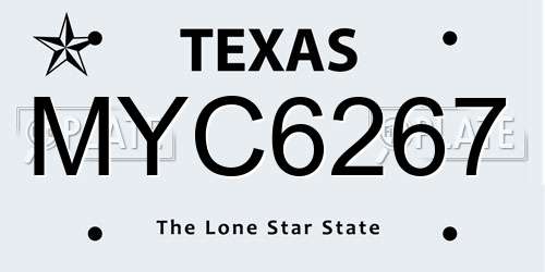 MYC6267 Texas License Plate