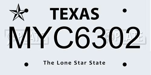 MYC6302 Texas License Plate