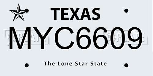 MYC6609 Texas License Plate