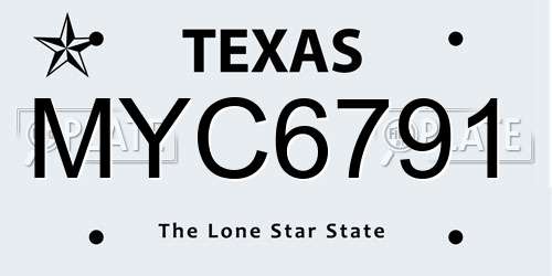 MYC6791 Texas License Plate