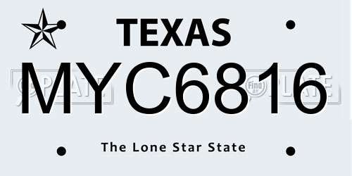 MYC6816 Texas License Plate