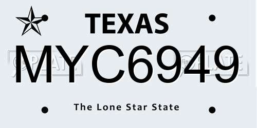 MYC6949 Texas License Plate