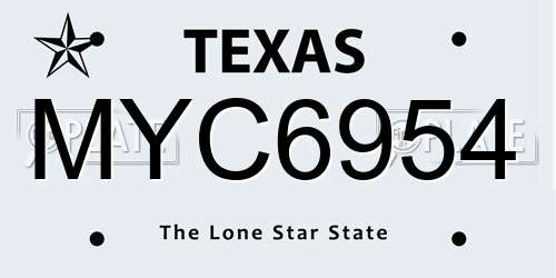 MYC6954 Texas License Plate