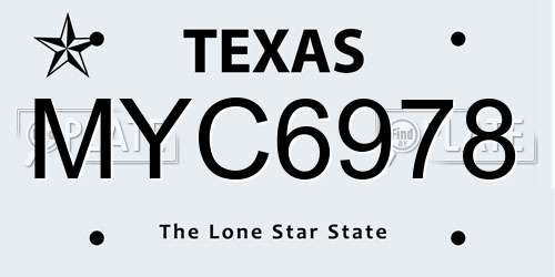 MYC6978 Texas License Plate