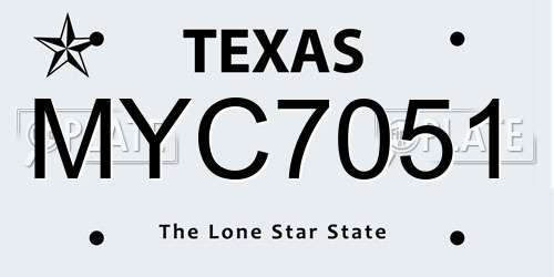 MYC7051 Texas License Plate