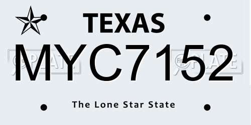 MYC7152 Texas License Plate