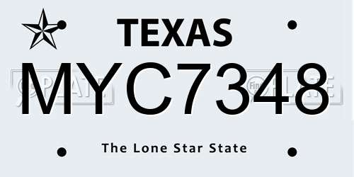 MYC7348 Texas License Plate
