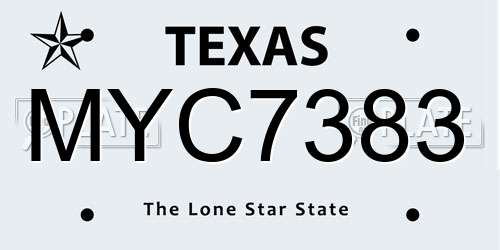 MYC7383 Texas License Plate