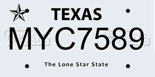 MYC7589 Texas License Plate