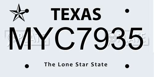 MYC7935 Texas License Plate