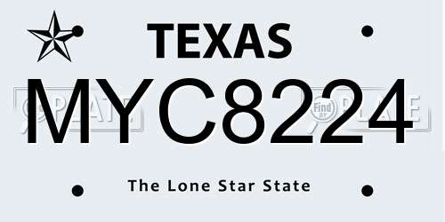 MYC8224 Texas License Plate