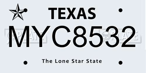 MYC8532 Texas License Plate