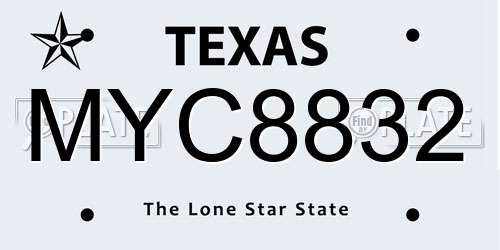 MYC8832 Texas License Plate