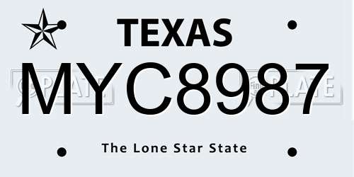 MYC8987 Texas License Plate