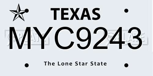 MYC9243 Texas License Plate