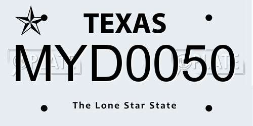 MYD0050 Texas License Plate
