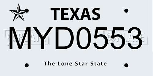MYD0553 Texas License Plate